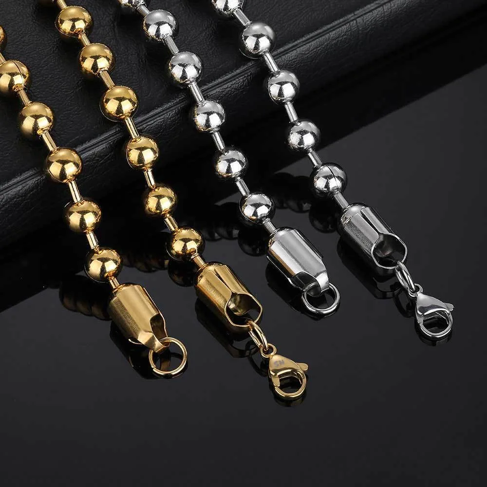 

Men’s Stainless Steel Ball Chain Bracelet – Bold Polished Bead Jewelry in Gold & Silver