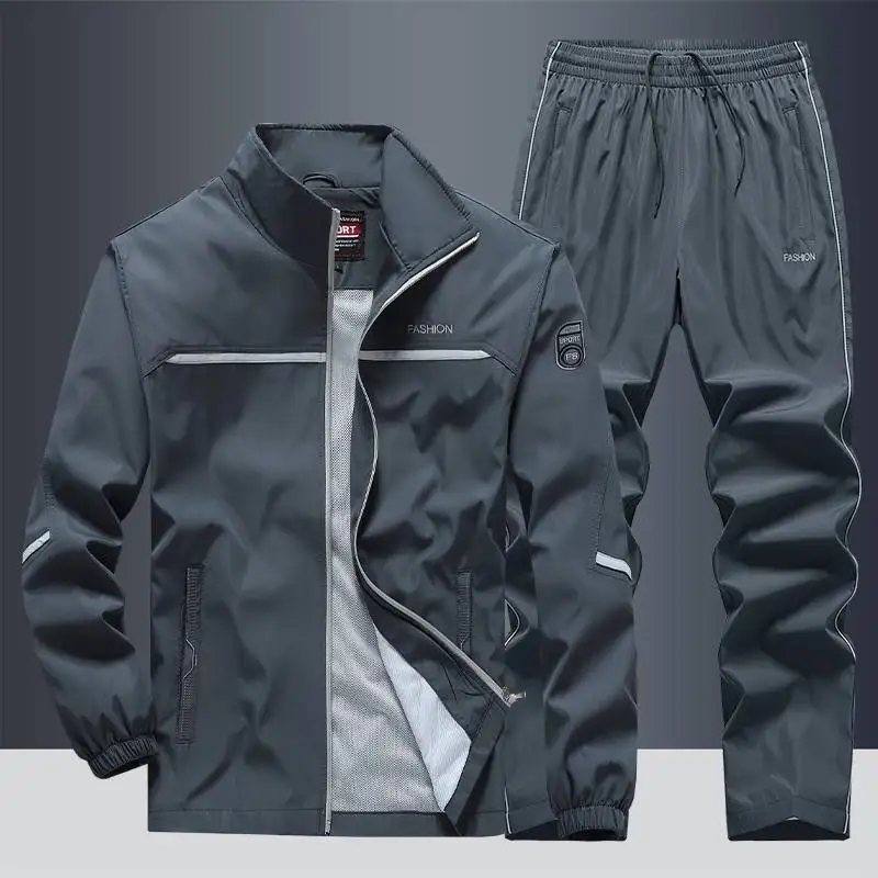 Conjunto de dos piezas para hombre, chándal informal negro, ropa informal estilo Hip Hop, ropa deportiva para correr al aire libre, primavera y otoño, 2024