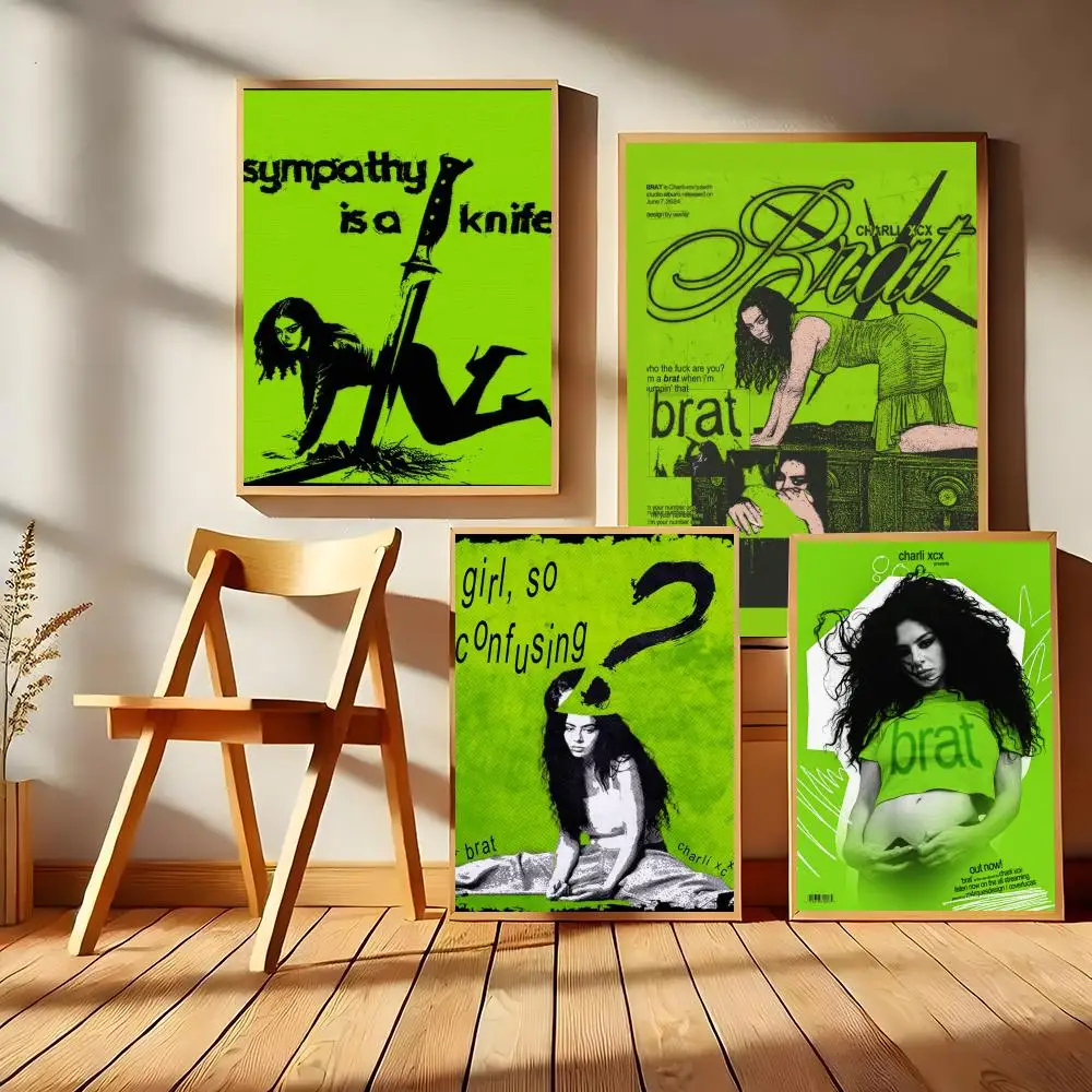 Singer C-Charli XCX Painting Calligraphy HD Canvas Wall Art | Waterproof Fade-Resistant | Minimalist Unframed Wall Decor