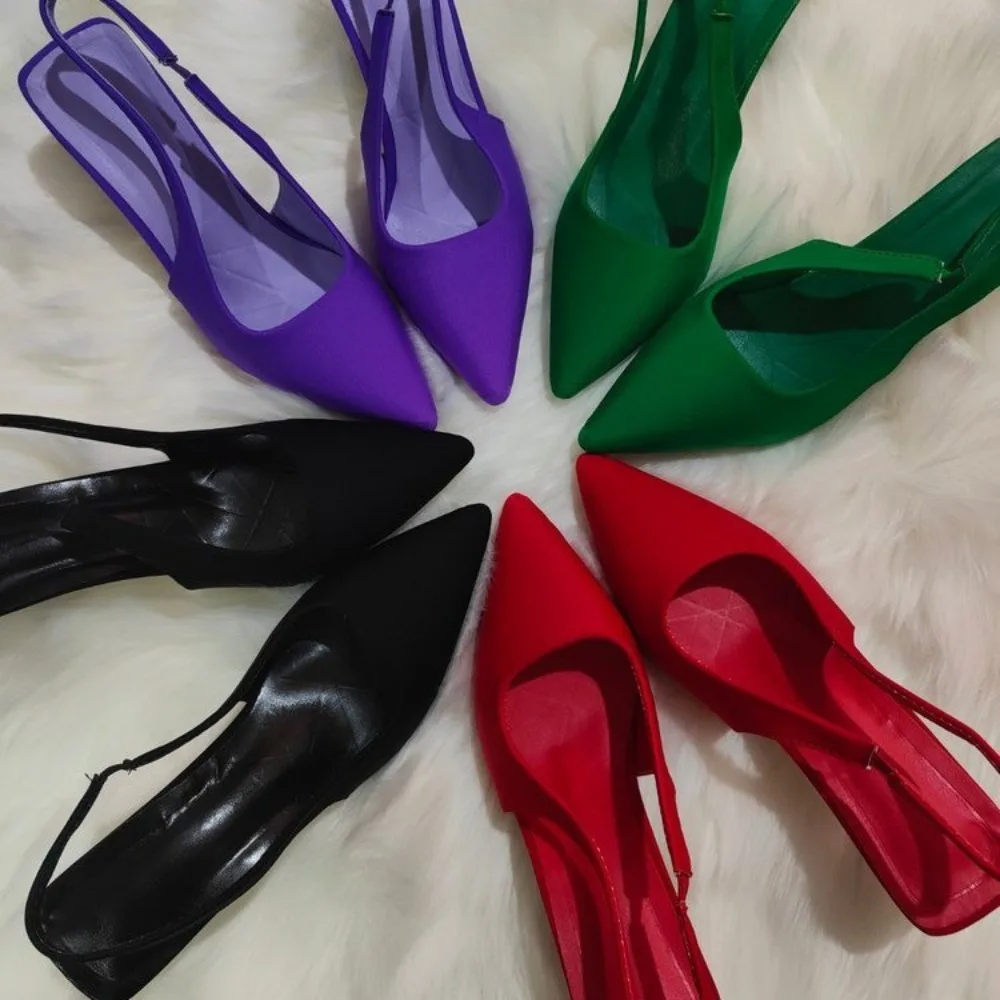 

Women Blue Slingback Pumps High Heels Crystal Bowknot Party Dress Shoes Woman Sexy Pointed Toe Stiletto Heel Sandals Summer