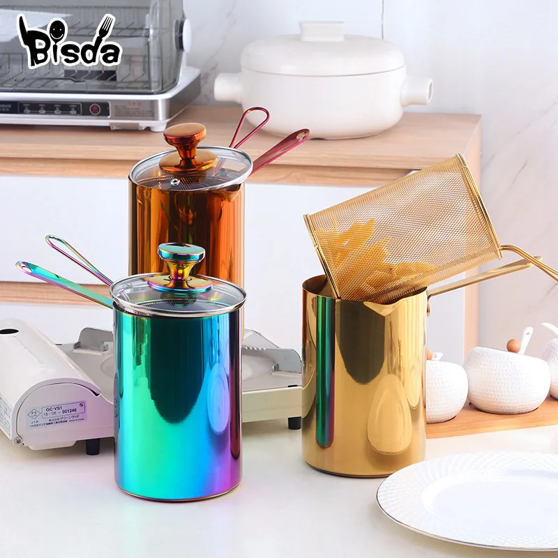 Thickeded Deep Fryer Pot With Basket and Lid Stainless Steel Deep Fryer Pasta Milk Pot Chicken Fried Food Kitchen Cooking Tools