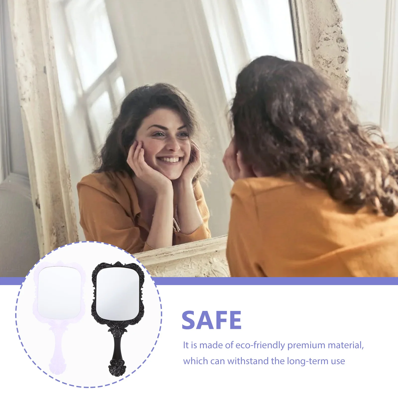 2Pcs Square Beauty Mirrors Exquisite Simple Gift Women All Ages Home Travel Personal Care Mirror Makeup Mirrors