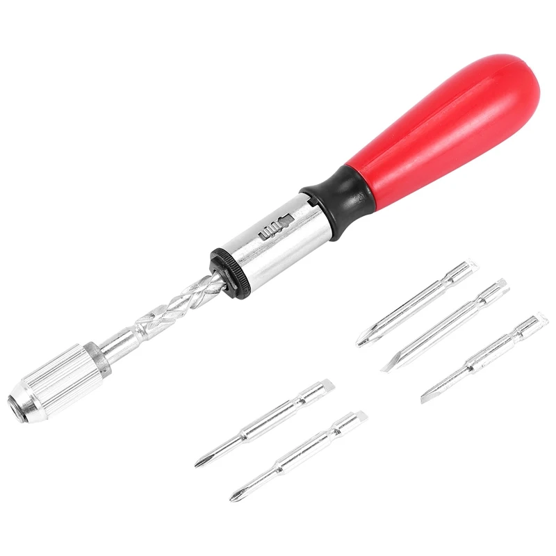 260MM Spiral Screw Driver Hand Pressing Ratchet Screwdriver With Slotted And Phillips Screwdriver Bits