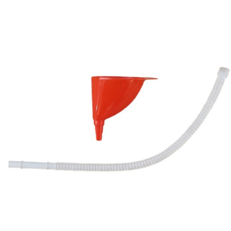 Red Car Long Stem Funnel Gasoline Oil Fuel Filling Tools Anti-splash Funnel Motorcycle Refueling Tools Auto Accessories