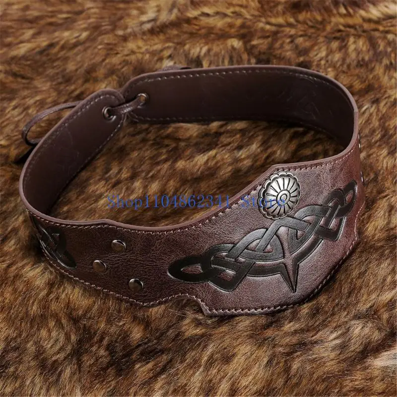 5ASD Medieval Relessed Leather Band Men Medieval Leation Capta