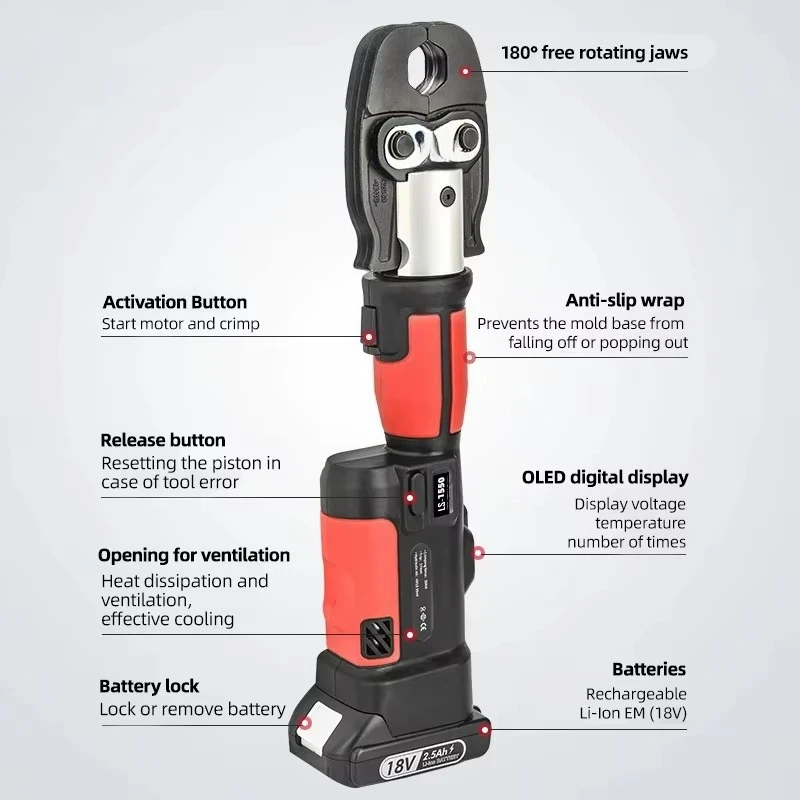 DOOROOM Best-selling Hydraulic Tools LS-1550 Rechargeable Pipe Crimping Tool Portable Stainless Steel Water Pipe Crimping Pliers