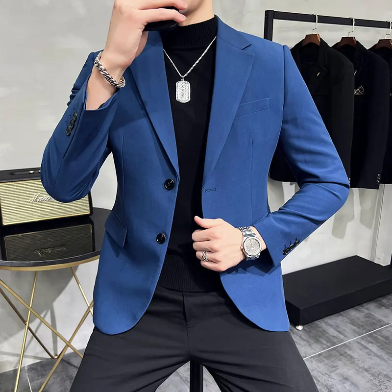 2023 Brand Clothing Men Spring High Quality Casual Business Suit Male Slim Fit Fashion Groom Tuxedo/Man Solid Color Dress Blazer