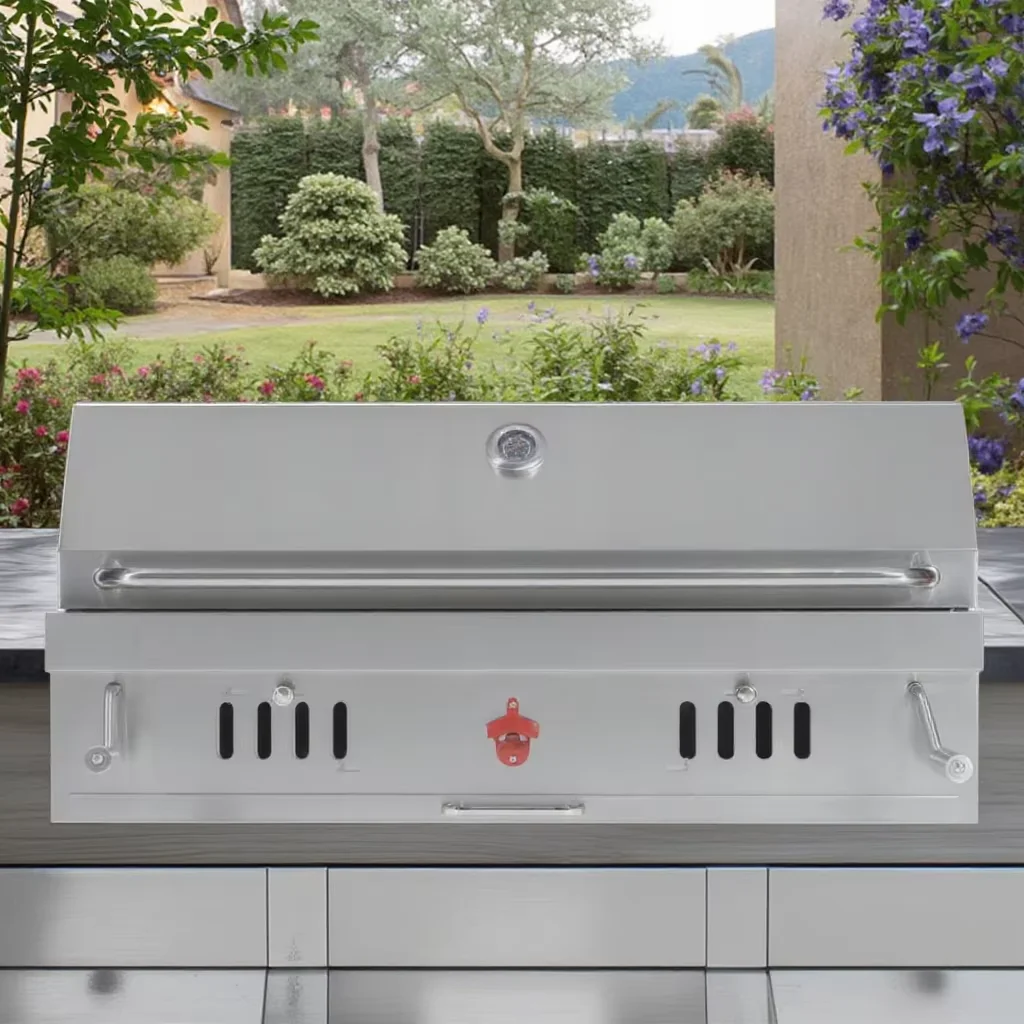 Outdoor Backyard Stainless Steel 304 Built-in Grill Dual Chamber Charcoal High Quality Table Large Size Charcoal Grill