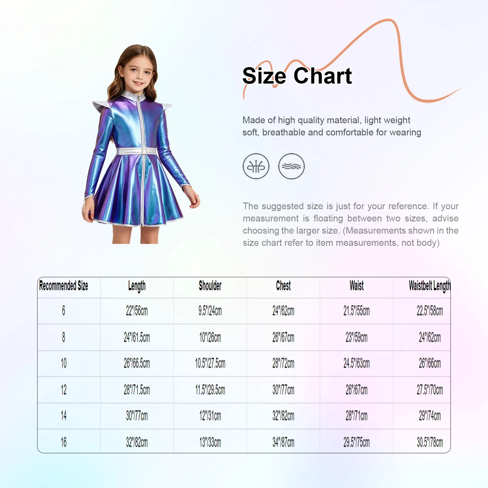 Kids Girls Alien Robot Costume Flying Sleeve Metallic Shiny Dress for Halloween Outer Space Astronaut Party Cosplay Dress Up