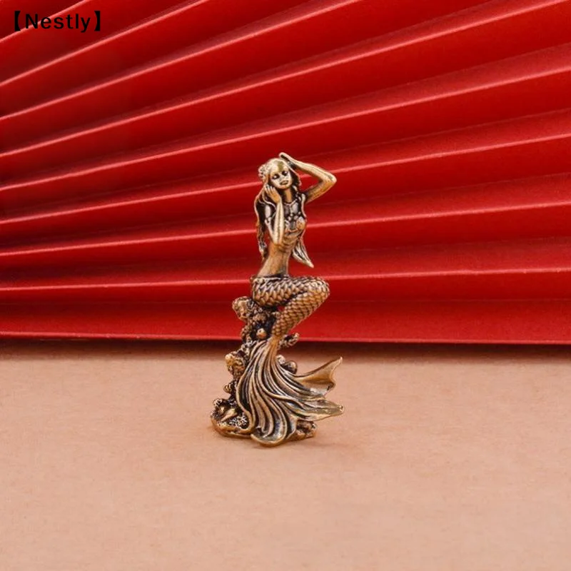Mini Brass Mermaid Figurine Fairy Tale Character Mermaid Princess Statue Creative Home Decoration For Girl Rooms Surprise〔Nest〕 view 5