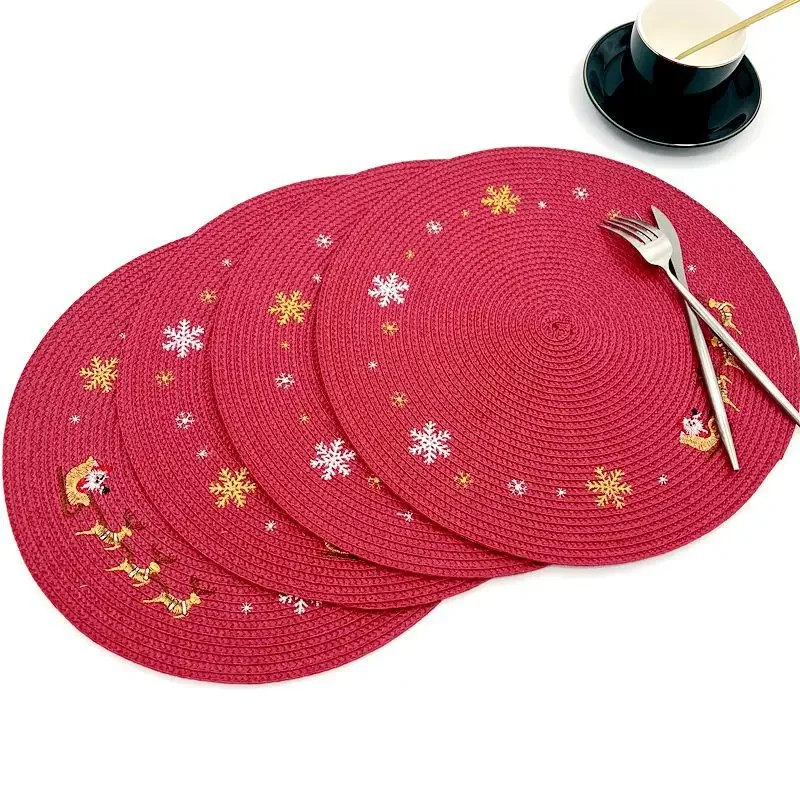 

Solid Color Round Placemats PP Polyester Mats Coasters Creative Simple Heat Insulation Anti-scald Non-slip Mat Table Top Items