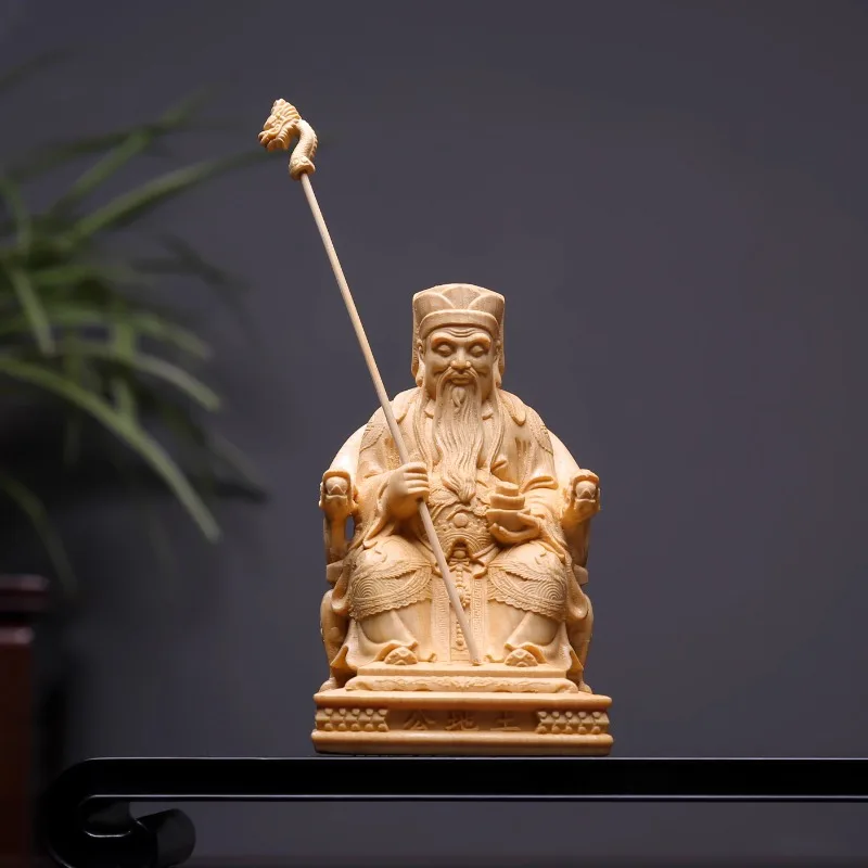 

Taiwan Cypress Wood Carving Land God Statue (Tu Di Gong), Prosperity Feng Shui Figurine for Home Altar, Desk Decor, Collectible