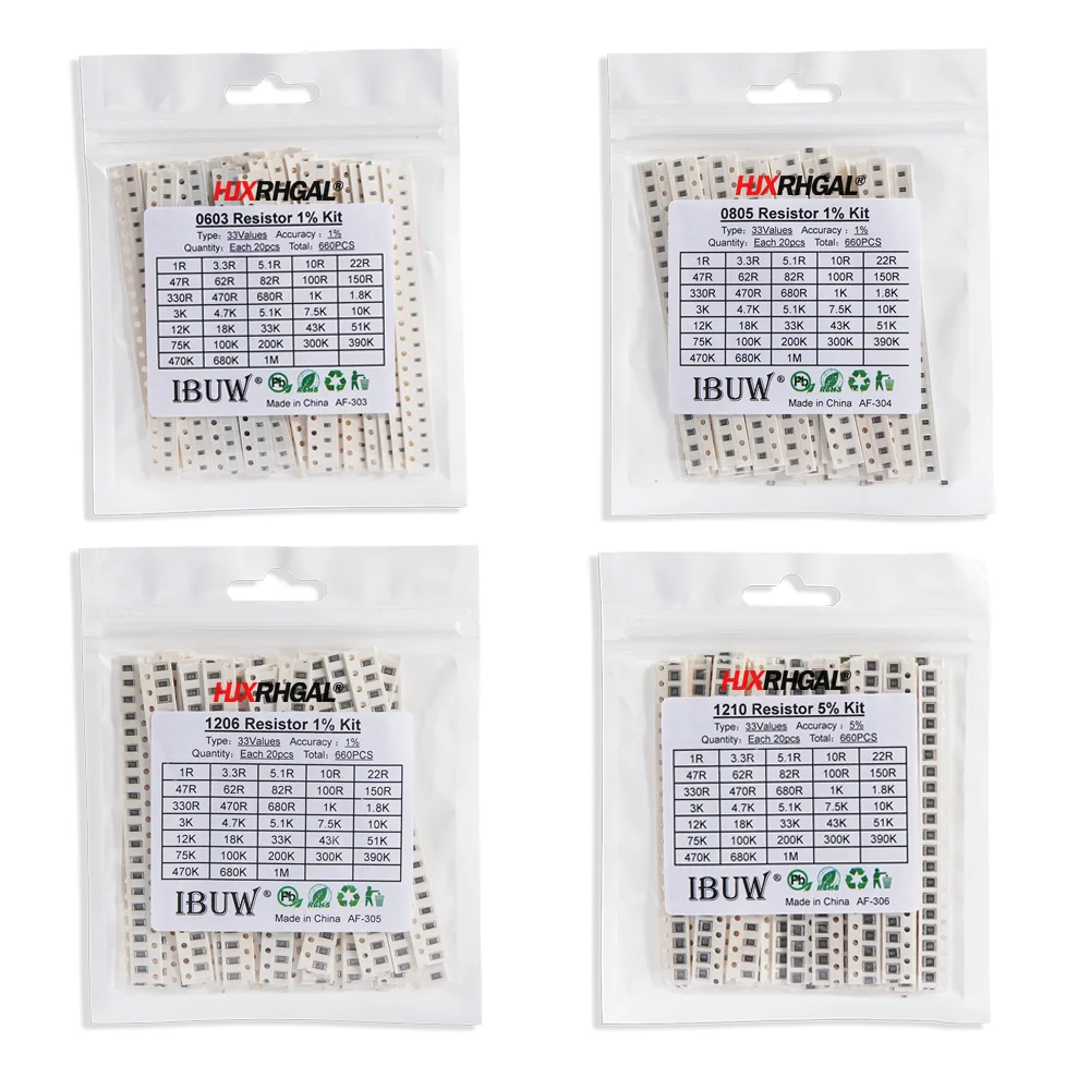 33Values 0402 0603 0805 1206 1210 2512  SMD Resistor Kit Assorted Kit 1ohm-1M ohm Sample Kit 80Values 36Values 10Values 