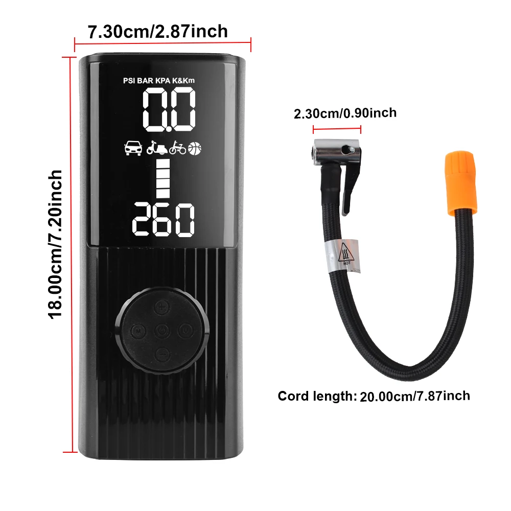 Tire Air Pump Portable Inflator 0-150psi/10bar Wireless Inflatable Pump Car Air Compressor Tire Pressure Test