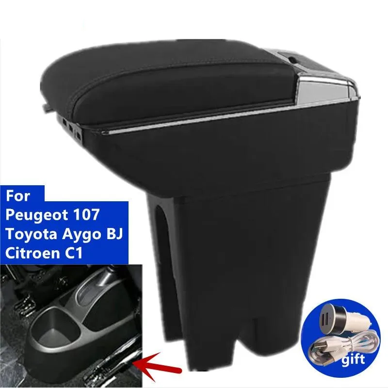 

Автомобильный подлокотник, центральный ящик для хранения Peugeot 107 Toyota Aygo BJ Citroen C1, подлокотник, интерьер, специальная модернизация, автомобильные аксессуары