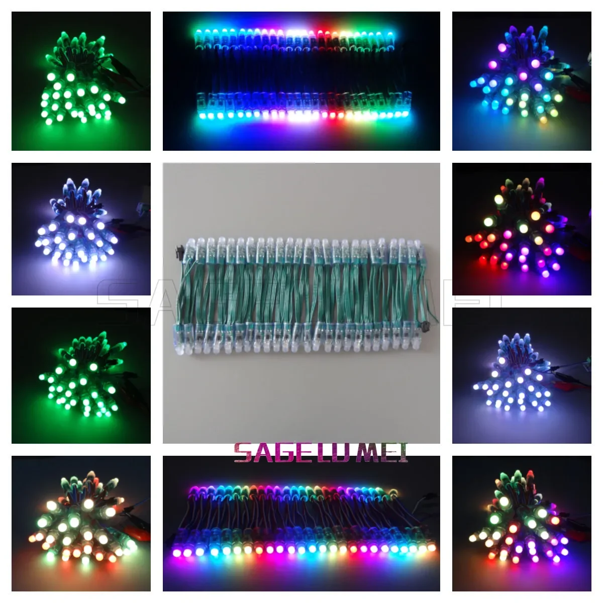 50pcs DC 5V 12V WS2811 IC RGB LED Module Green/Black Wire 12mm Full Color IP68 Outdoor Waterproof Advertisement LED Pixel Light