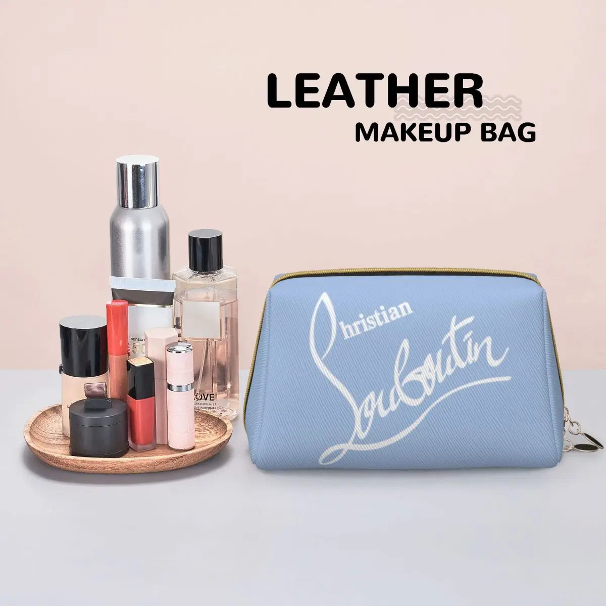 Large Capacity High Heels Christians Cosmetic Bag Waterproof Leather Makeup Pouch Women Washbag Luxury Toiletry Kit