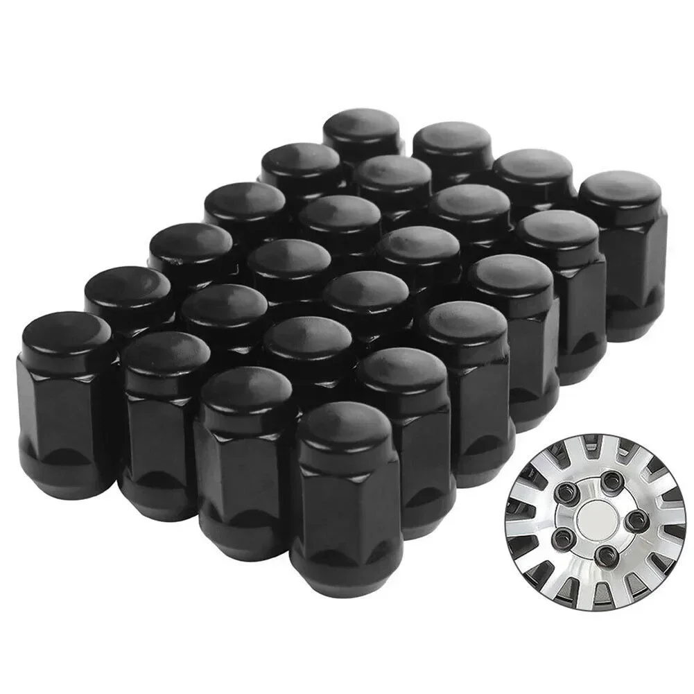 24PCS M12x1.5 Wheel Nuts Black Lug Nut Socket For LandCruiser Prado For Ford  Closed End Bulge Acorn Style Lug Nuts