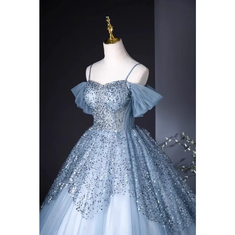 فستان سهرة من الشاش الخفيف الأوروبي والأمريكي الجديد، فستان الأميرة، هدية قادم من العمر، فحص فني راقي للغاية #3