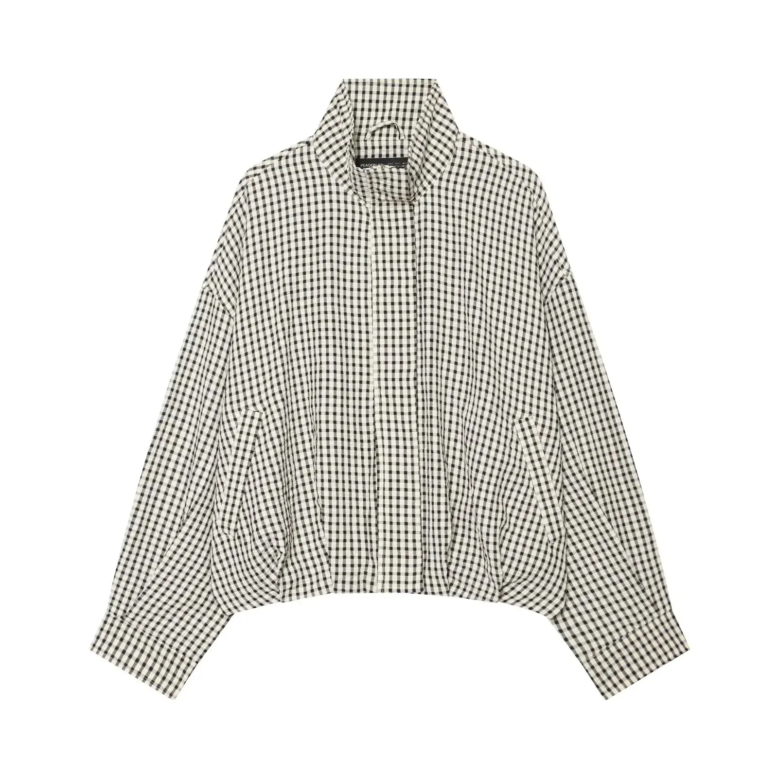 European and American style 2026 new summer women's casual long-sleeved stand collar plaid bomber jacket