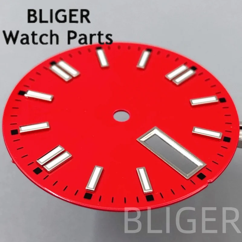BLIGER 29 мм черный, красный, белый, зеленый стерильный циферблат для часов, зеленый светящийся двойной паз для NH36, аксессуары для модификации часов
