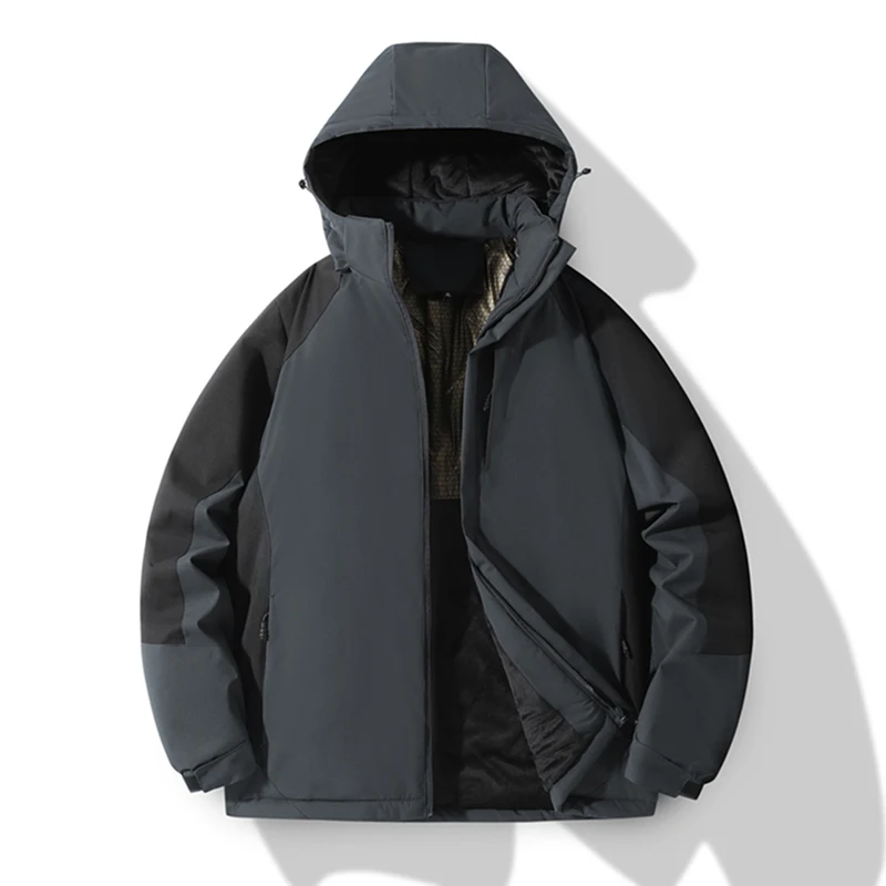 

Winter Outdoor Hiking Jackets for Men Windproof Waterproof Trekking Coats Loose with Hood Thicken Warm Male Clothes Fashion New