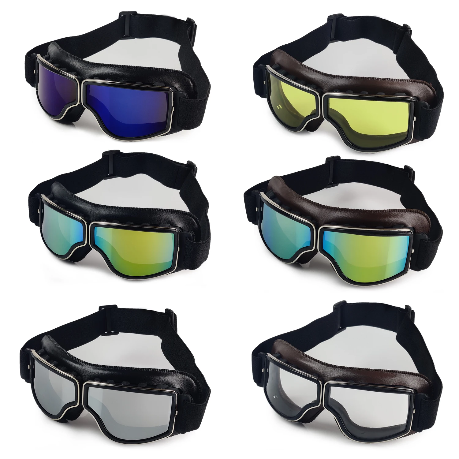 Motorcycle Glasses - Windproof Vintage Sunglasses for Bike Helmets, Retro Style Riding Goggles, Classic Motorcycle Accessories