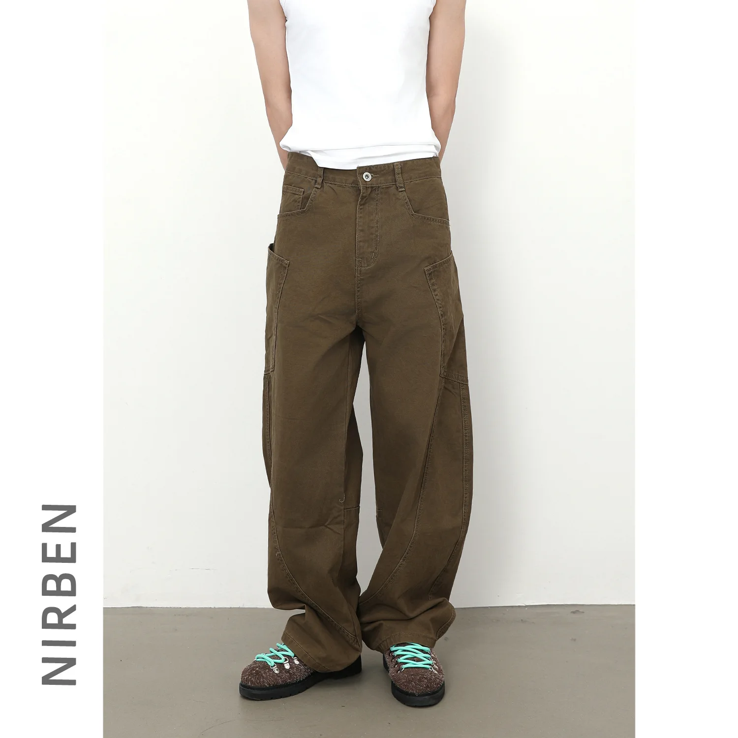 New American Retro Casual Pants Multi-pocket Tooling Loose Scimitar Pants Men's Trousers