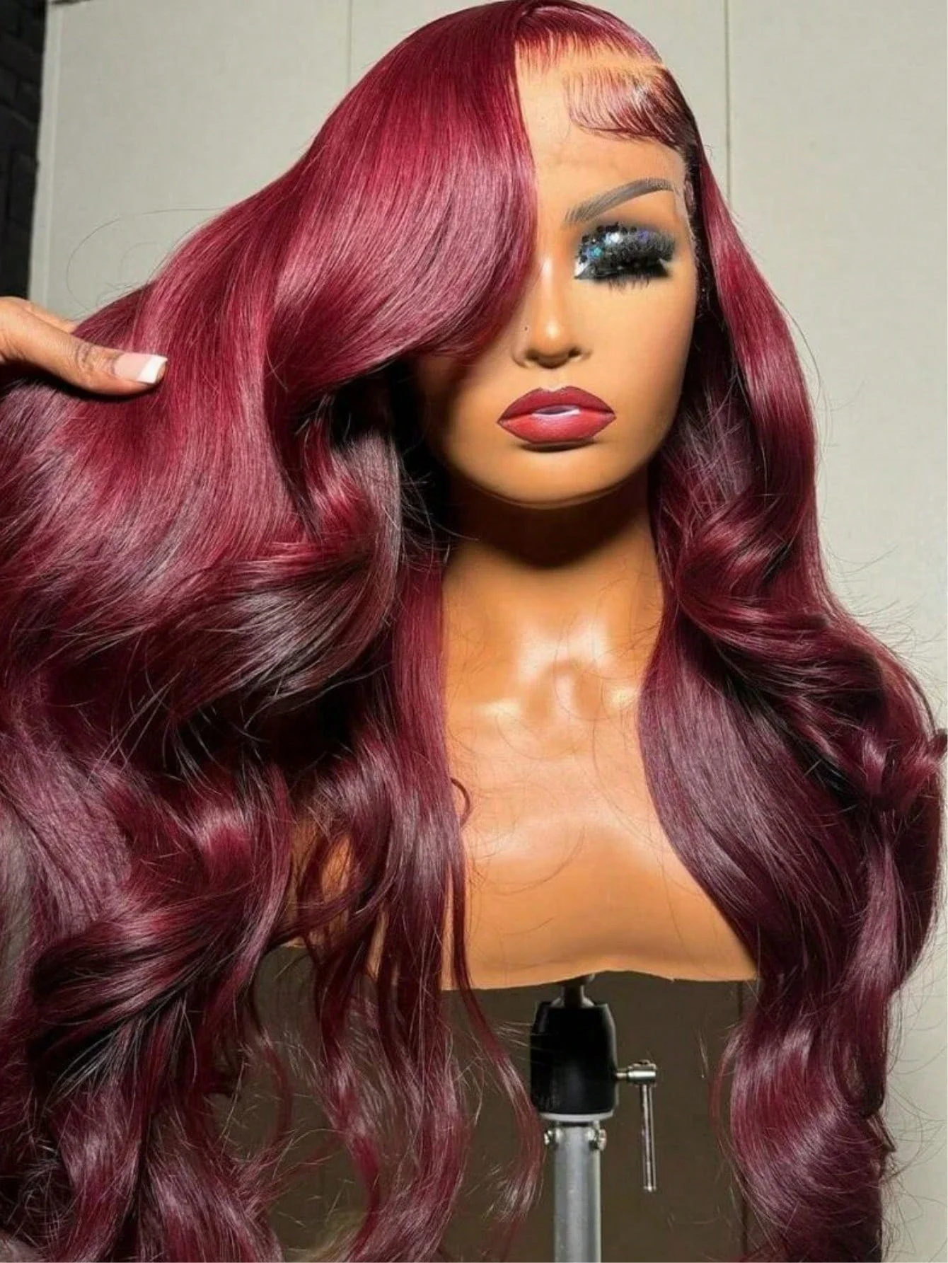 28 Inch 99J Burgundy Body Wave Human Hair 13x4 HD Transparent Lace Front Wigs 250 Density Pre Plucked 99j Burgundy Red Wine Human Hair Wigs For Women Wedding Party Christmas Daily Use - view 2