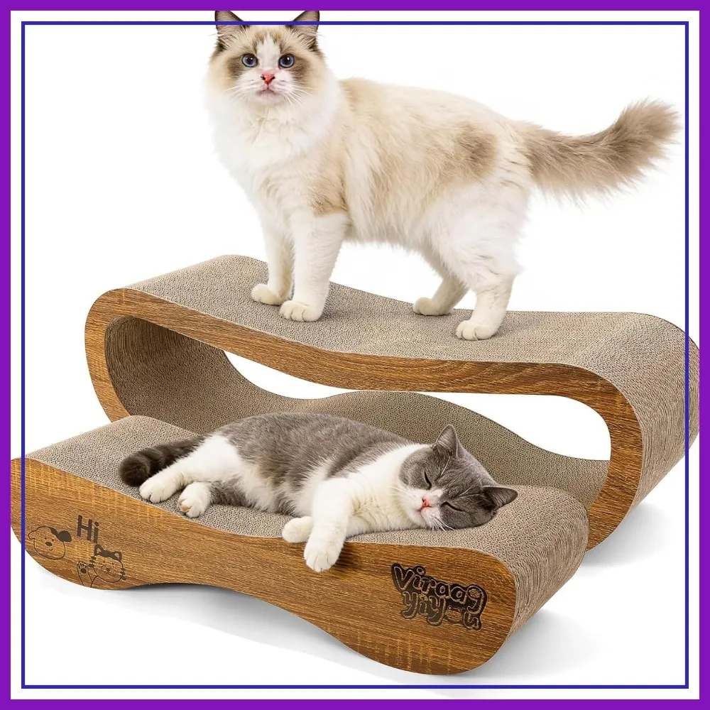2 In 1 Cat Scratcher & Napping Board, Large 27.44 Inch Cardboard Scratch Pad for Indoor Cats, Couch Protector & Furniture Saver