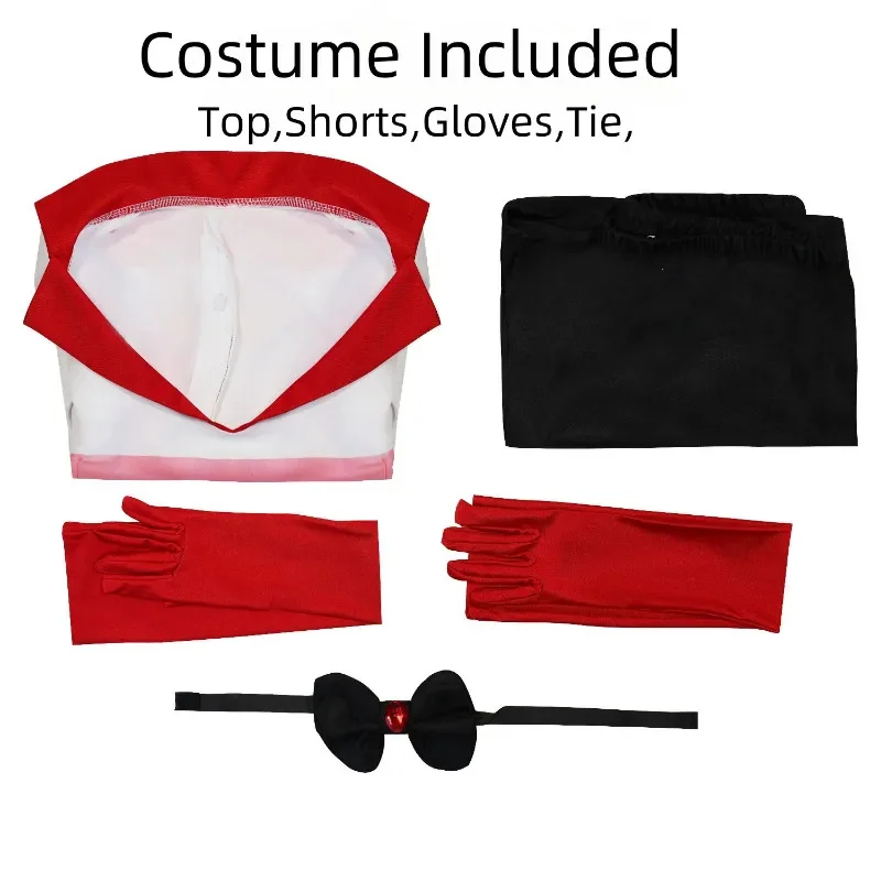 Hazbin Hotel Cosplay Angel Dust Costume Dress Sweatshirt with Glove Women Suits Halloween Outfits - view 6