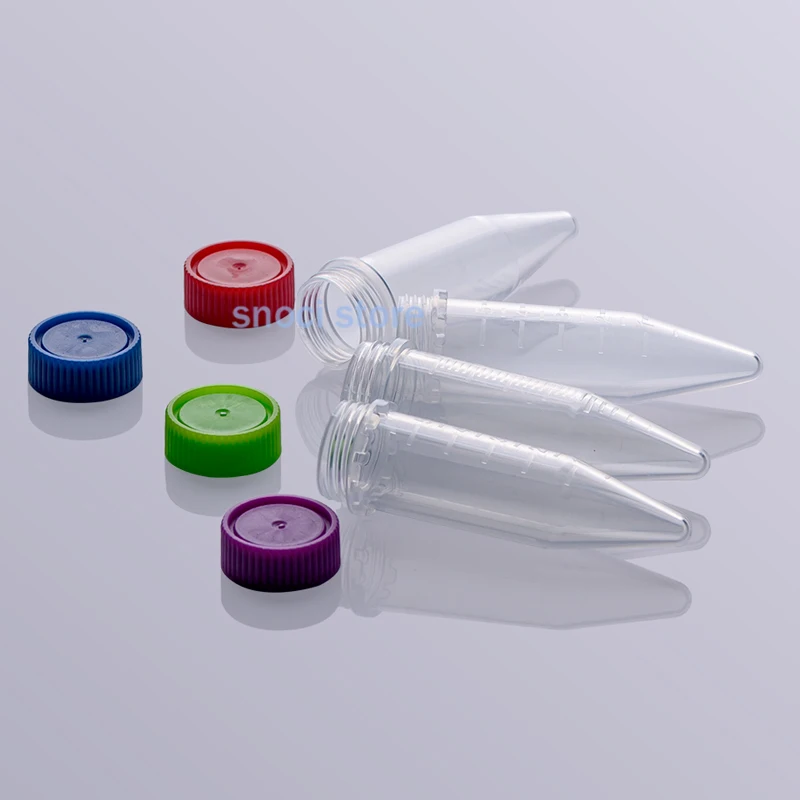 5ml color Plastic Small Vials with Screw Caps Sample Tubes Cryotubes,PP Material, Free from DNase, RNase, Human DNA, 100Pcs/Pack