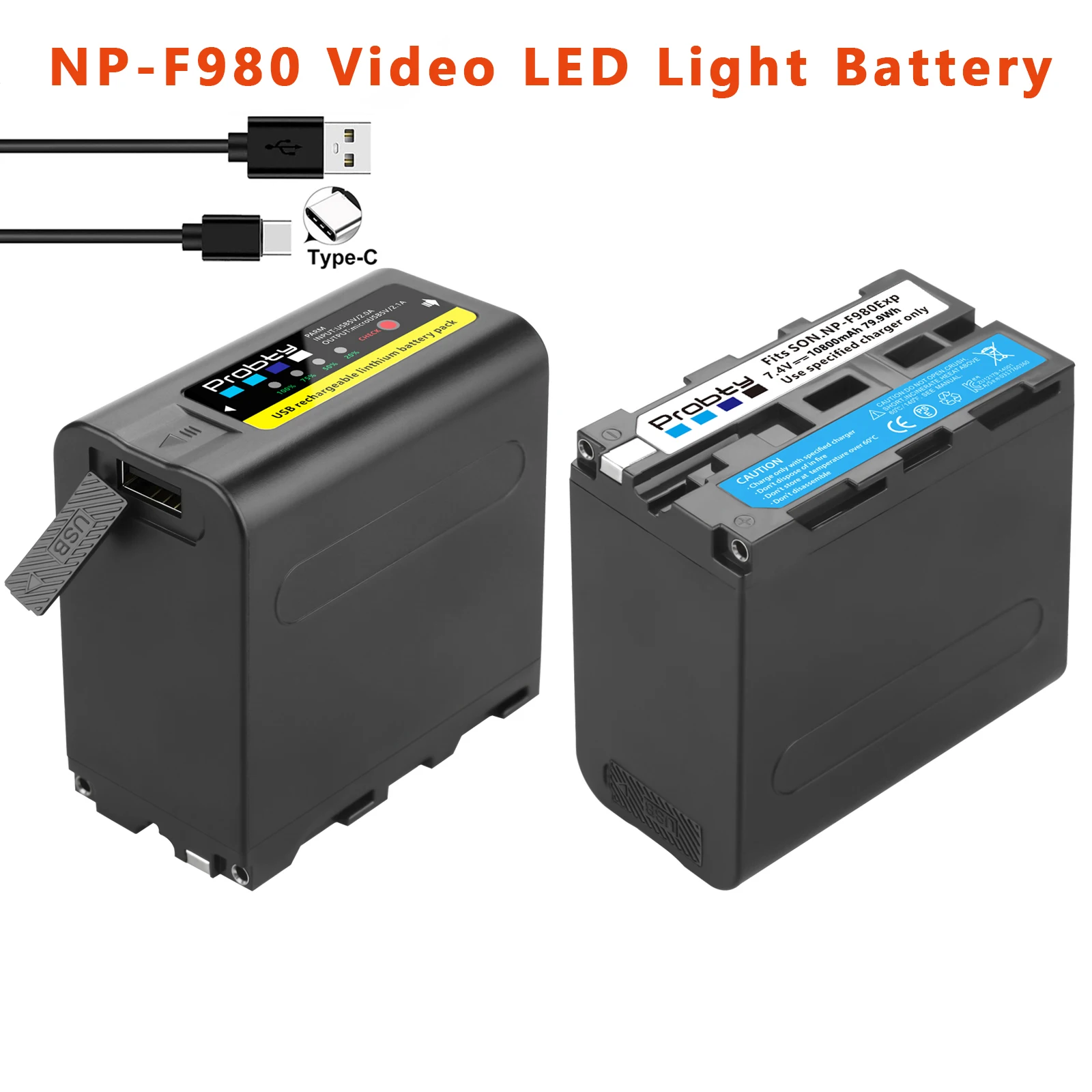 NP-F970 NP-F980 10800mAh with LED power indicator Photographic Lamp Battery for NP F970 F960 LED Video Light Lamp Battery