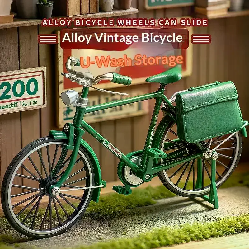 1セット シミュレーションコレクションギフト 1:10モデル ミニレトロ合金自転車 ダイキャスト マウンテンメタルバイク 空気入れ付きおもちゃ