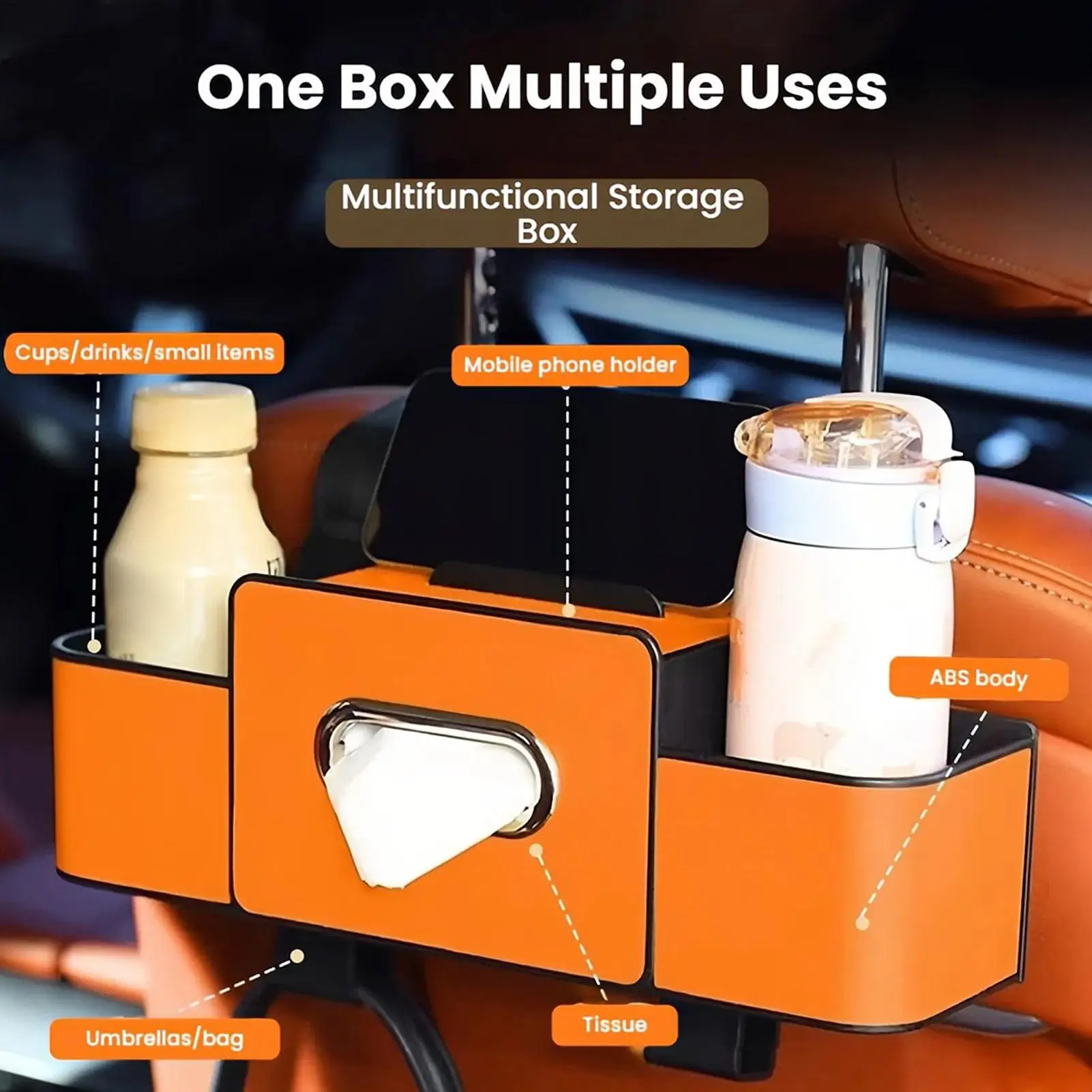 

Car Back Seat Organizer Tissue Storage with Hooks Automotive Seat Back Organizers for Truck Travel Toddler Women Kids Men Trip