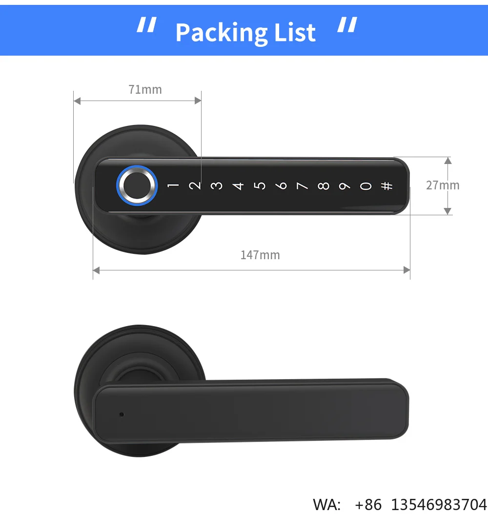 Competitive Priced Smart for Door Lock Fingerprint Lever Handle Zinc Alloy Aluminum Door TTlock Tuya App Cloud Storage