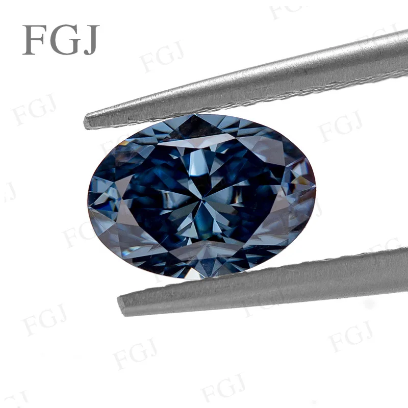 

Vivid Blue 100% Real Moissanite Stone Oval European Cut With GRA Certificate Top Loose Gemstone Beads Diamond Tester Positive