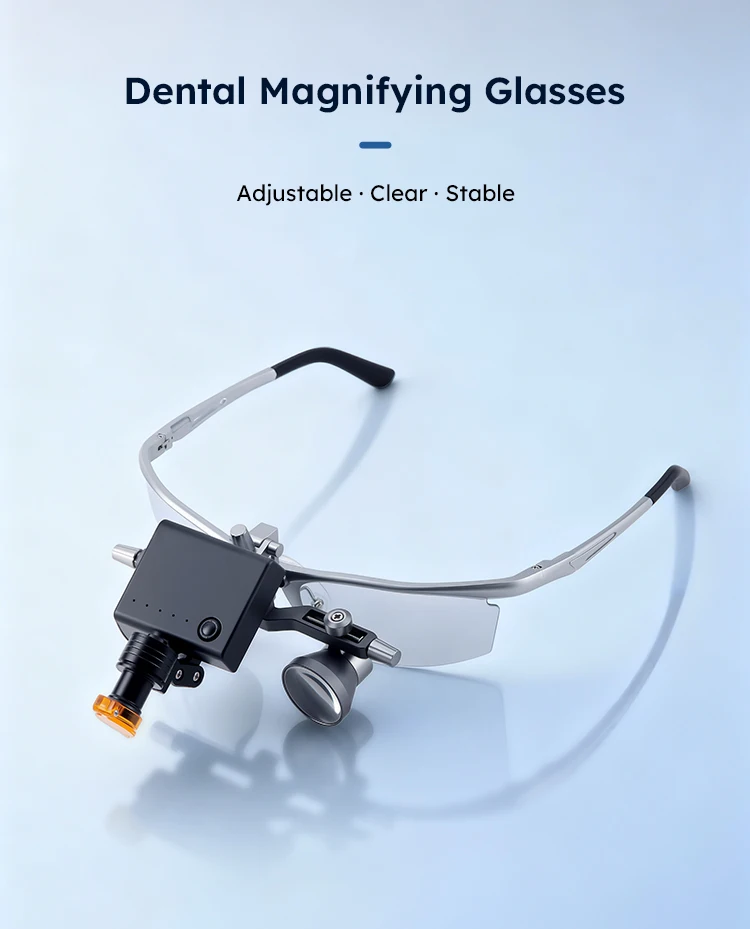 AZDENT Dental-Chirurgie-Lupe, Chirurgie-Lupe, 2,5/3,5-fach, mit LED-Licht, einstellbarer Arbeitsabstand, 450 mm, medizinische Vergrößerung – Detail 1