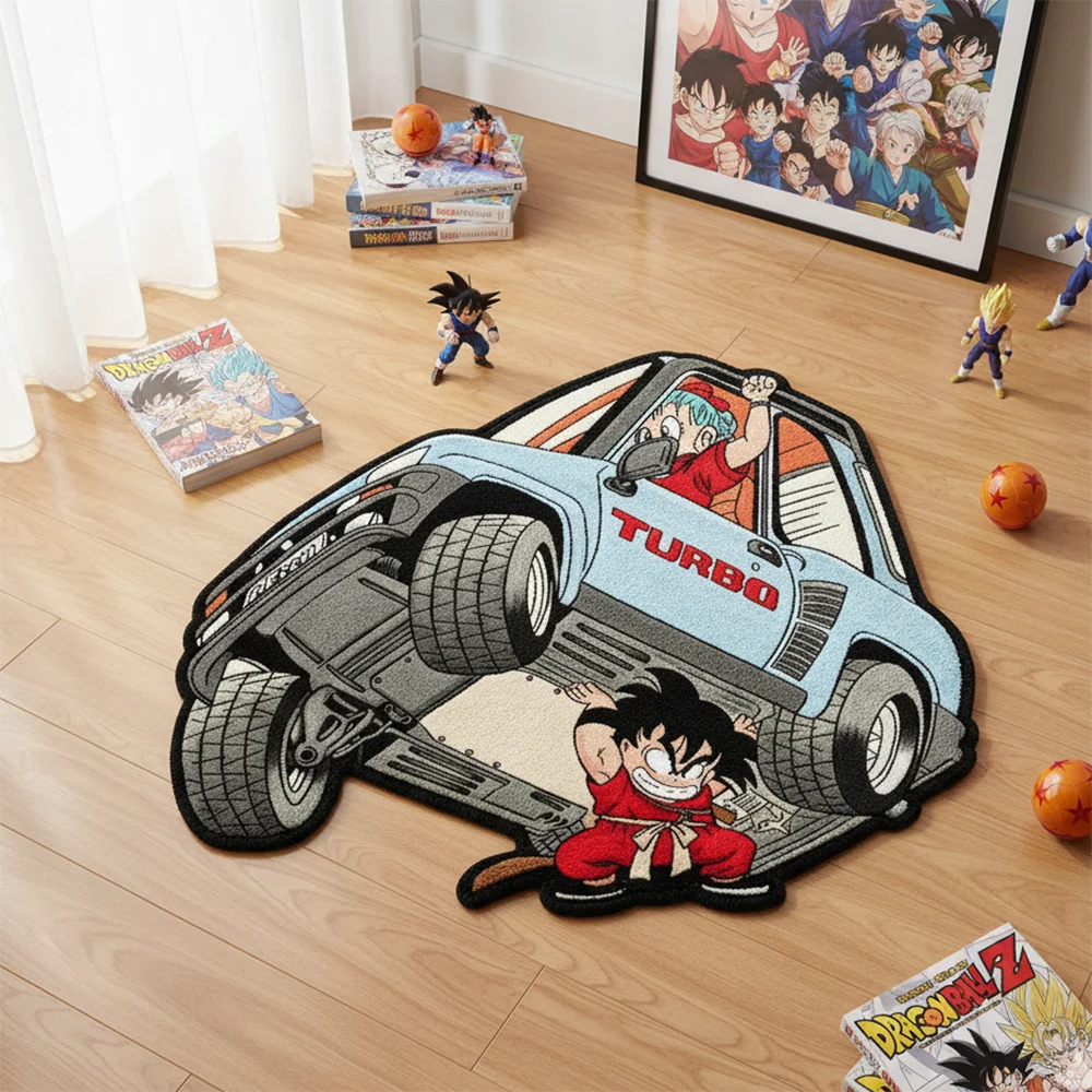 Dragon Ball Z Bulma & Goku Turbo Car Anime Area Rug - 3D Print Soft Anti-Slip Floor Mat for Gaming Room Bedroom Decor - view 2