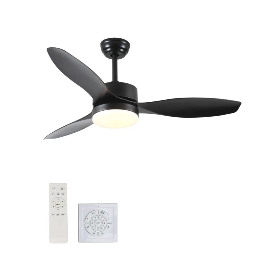 Ventilador de teto externo interno de 52 polegadas com kit de luz LED Select preto