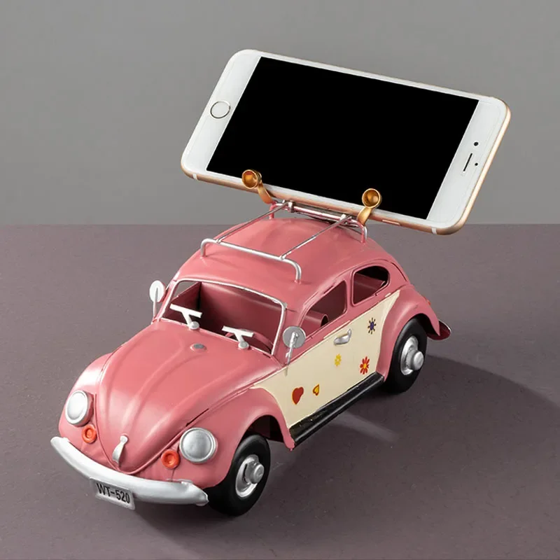 Handmade Metal Car Decoration Ornaments Iron Mini Bus Figurines Children Birthday Gifts Bookcase Decoratios Artware