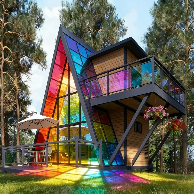 

Customized Outdoor Resort Hotel Eco Friendly Steel Structure Triangle House Prefabricated A Frame Cabin Villa