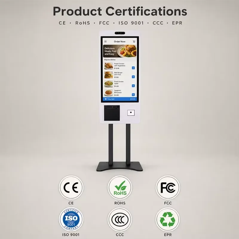 Factory Restaurant Self-Service Ordering Kiosk Touchscreen  I7 Barcode Printer Scanner SDK