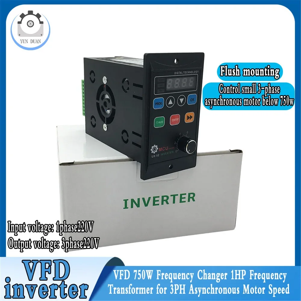 

750W VFD Mini Inverter Embedded 1HP Transformer for 220v 3PH Asynchronous Motor 1-Phase Input and 3-Phase Output Frequency