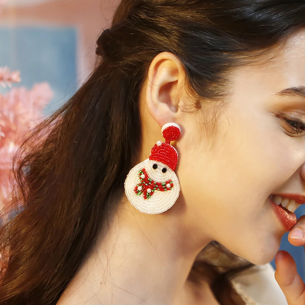 

1Pair Snowman Ear Stud Cute Christmas Earrings Lightweight Festive Jewelry for Women Girls Holiday Gift Small Ear Jewelry