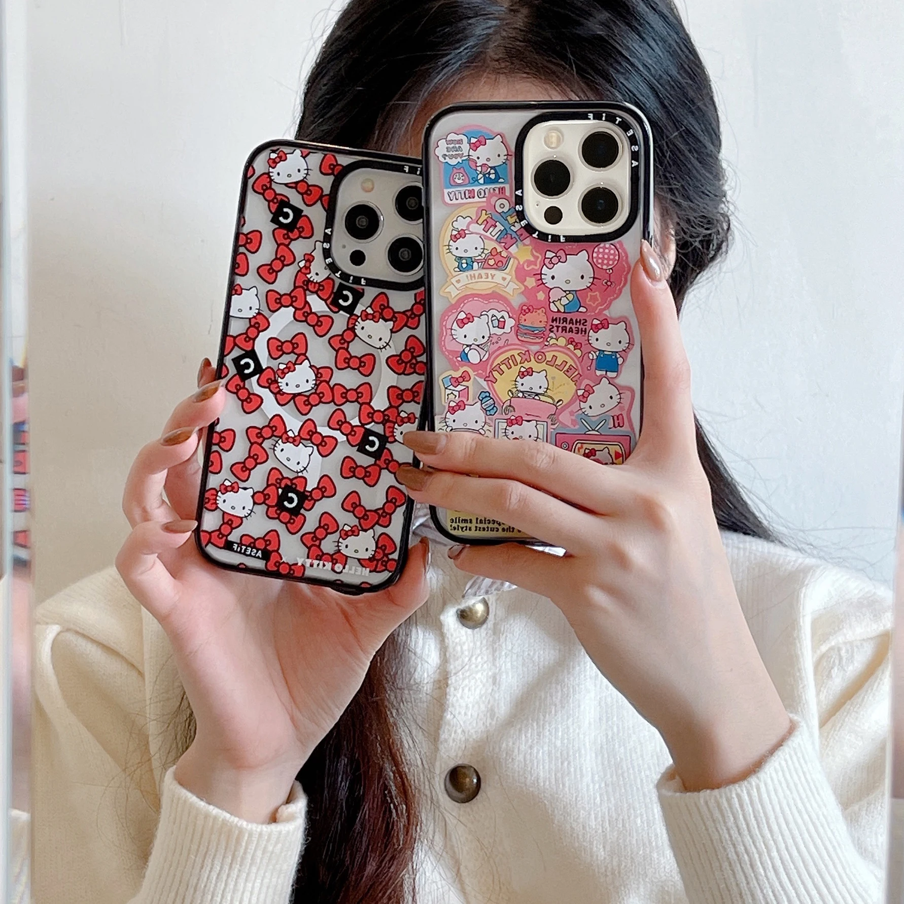 Cartoon Sanrio Hello Kitty Acrylic With MagSafe Phone Case For iPhone 16 15 14 13 12 11 Pro Max Anti-drop Shockproof Back Cover