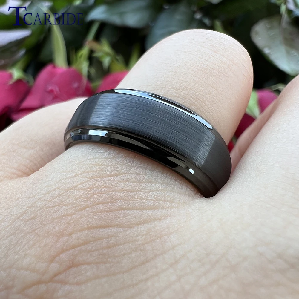 6MM 8MM Men Women Wedding Band Tungsten Engagement Ring Step Beveled Brushed Multicolor Gift Jewelry For Ladies Gentleman