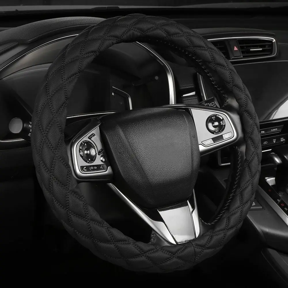 

Universal Anti Slip Steering Wheel Cover Protector Breathable Leather Protection Trendy 38cm Car Accessories Auto