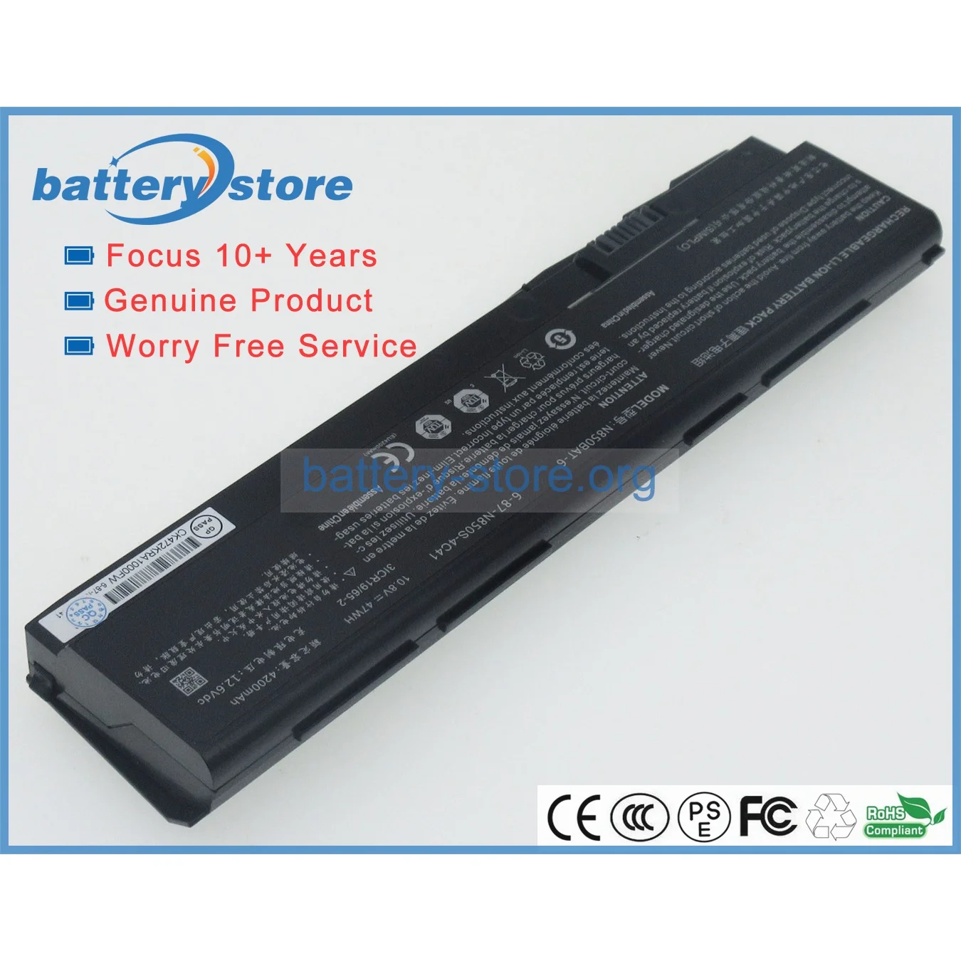 Genuine laptop batteries for 6-87-N850S-4C4,N850BAT-6,3ICR19/65-2,6-87-N850S-6U71,6-87-N850S-6U7,6-87-N850S-6E71,10.8V,6 cell