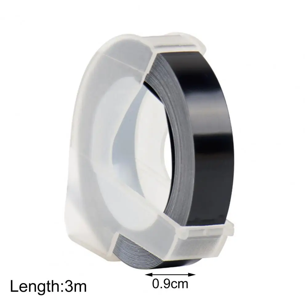 Cintas de etiquetas 3D en relieve para Dymo, suministros de oficina, impermeables, para organizar archivos, PET, 1 rollo